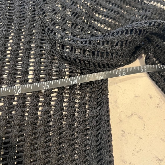 EUC Black Long Sleeve Beach Swim Suit Crochet Knit Sheer Cover-Up Dress Size Med - Picture 3 of 7